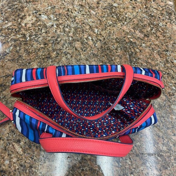 Vera Bradley Light Weight Fabric Handbag or Shoulder Purse, Orange Blue Stripes - Picture 5 of 7